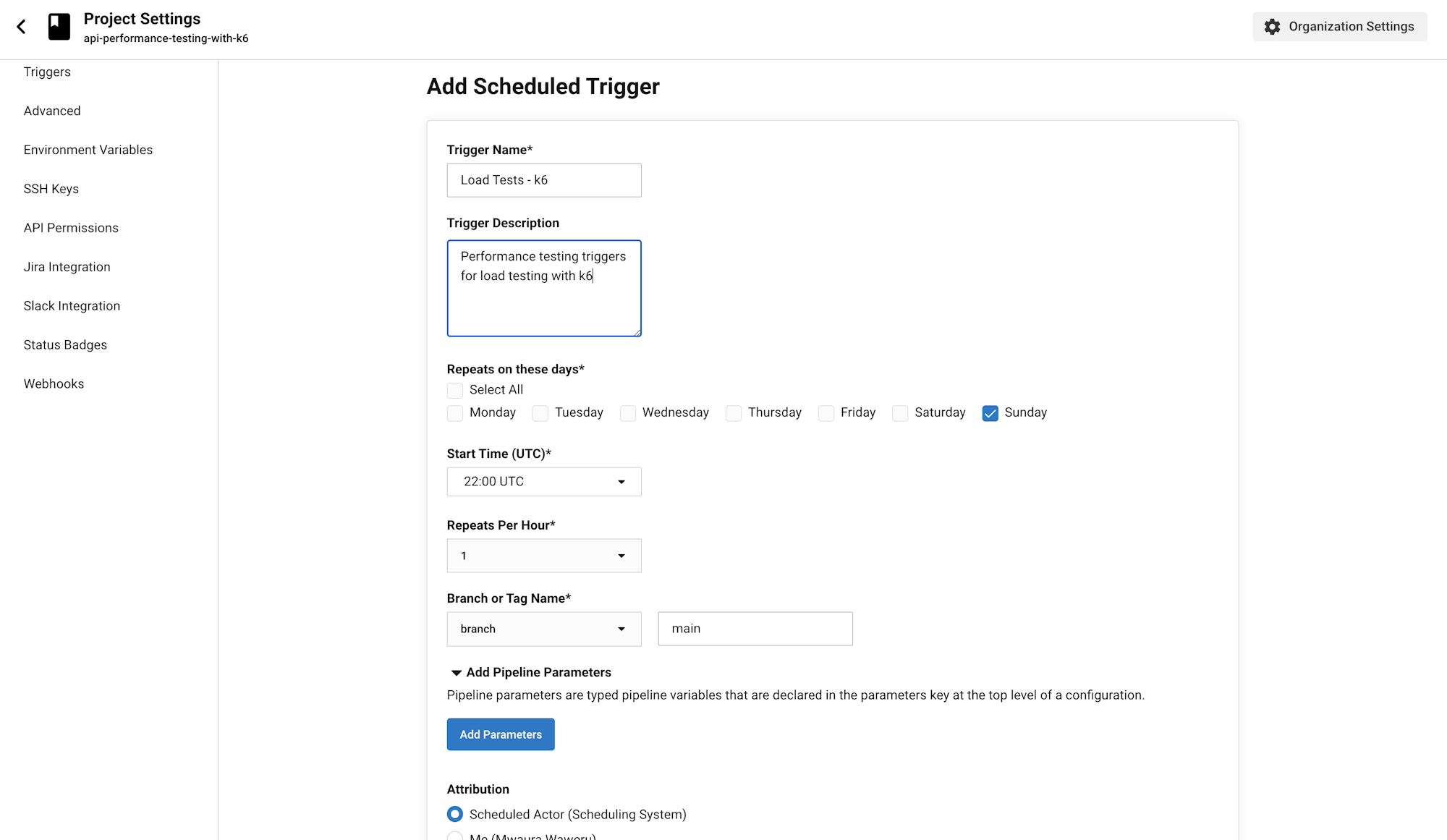 Scheduled pipelines configuration